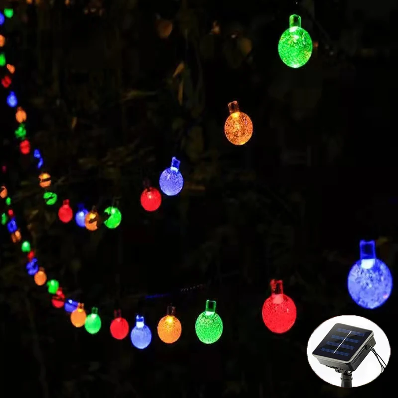 Solar String Lights Outdoor 10m Led Crystal Globe Lights with 8 Modes Waterproof Solar Lamp Patio Light for Garden Party Decor