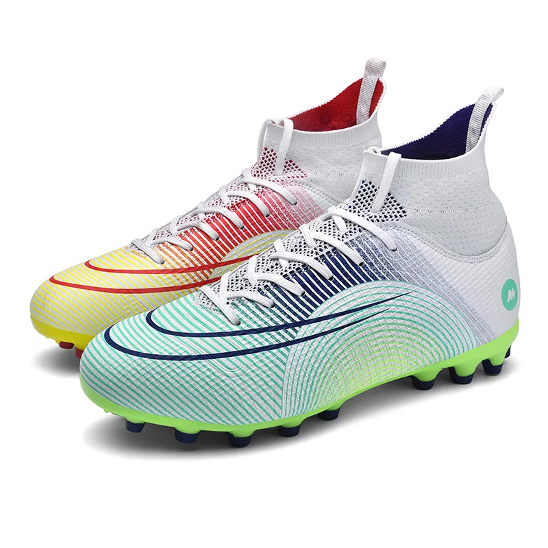 2022 Fashion Printed Professional Football Boots Men Women Futsal Shoes Turf High Soccer Sneakers for Teenager chuteira society