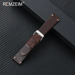 Premium Calfskin Leather Quick Release Watch Strap - Fashion Business Style - 22mm (Dark Brown)