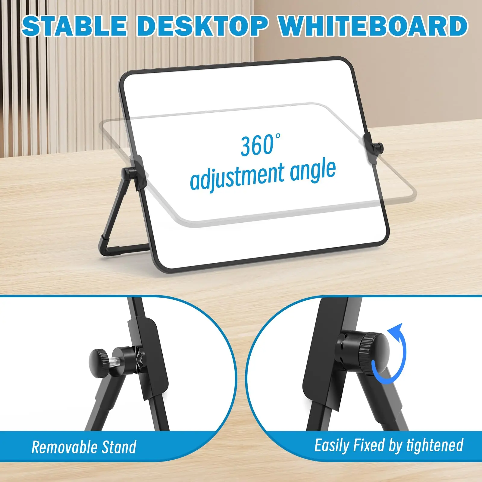 Dry Erase Whiteboard A4 Double-Sided Magnetic Whiteboard Dry Erase Portable Calendar Office Note Message Stand (Black) Easel Writing Tablet Black