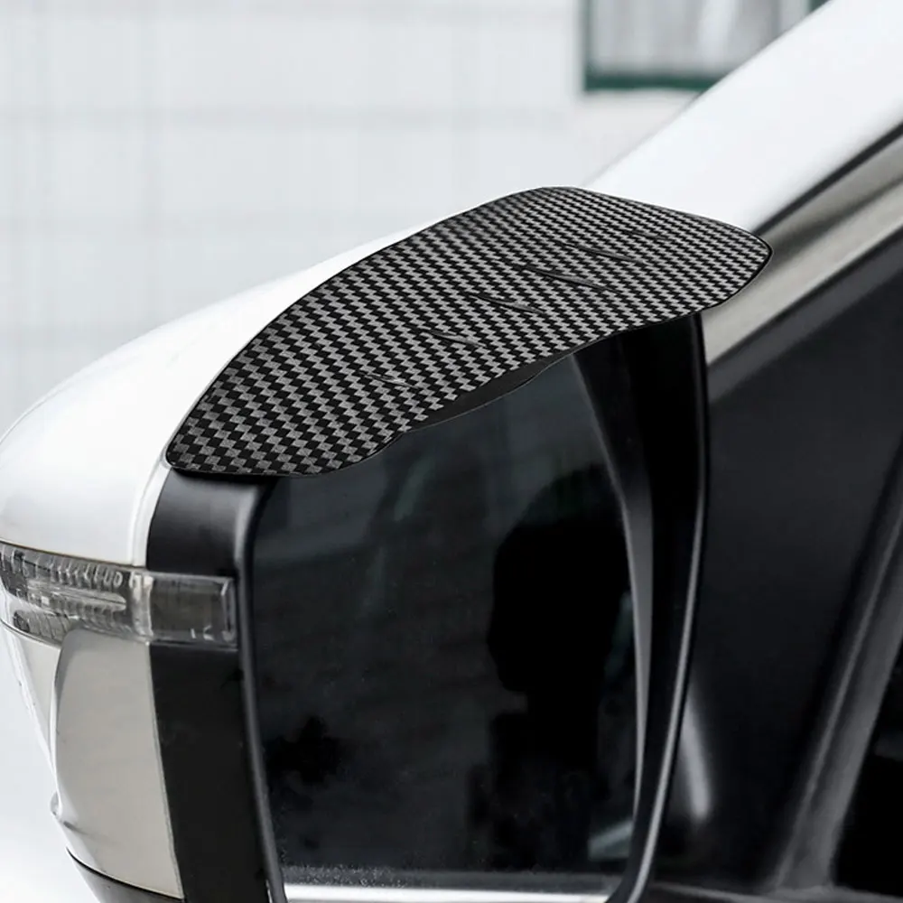 2pcs Carbon Fiber Sun Visor Car Rear View Mirror Rain Cover Eyebrow Side View Mirror Rain Guard Car Protection Universal Parts