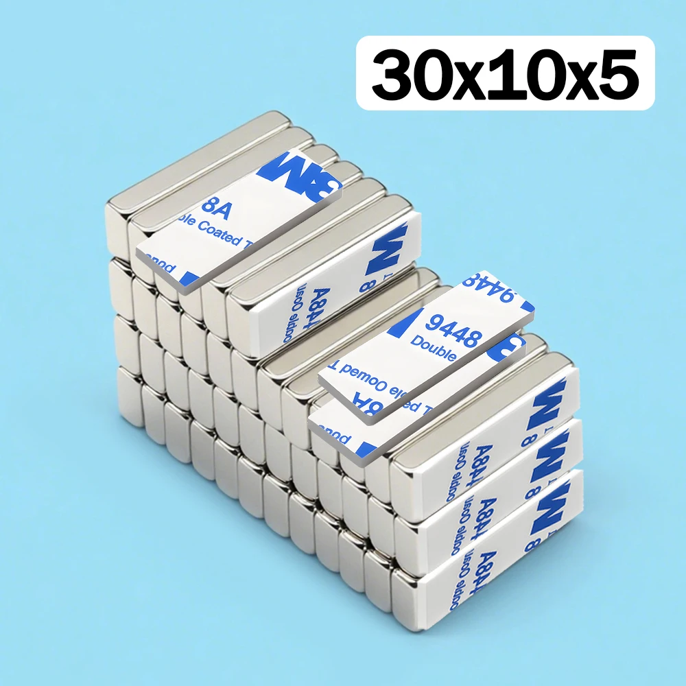 Super Powerful Block Neodymium Magnet with Double-Sided Adhesive, N35 Strong Permanent Magnet