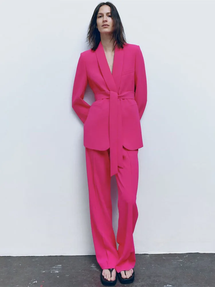 

2023 Fashion New Temperament Casual Suit Jacket + High Waist Drape Textured Trousers Women's Clothing