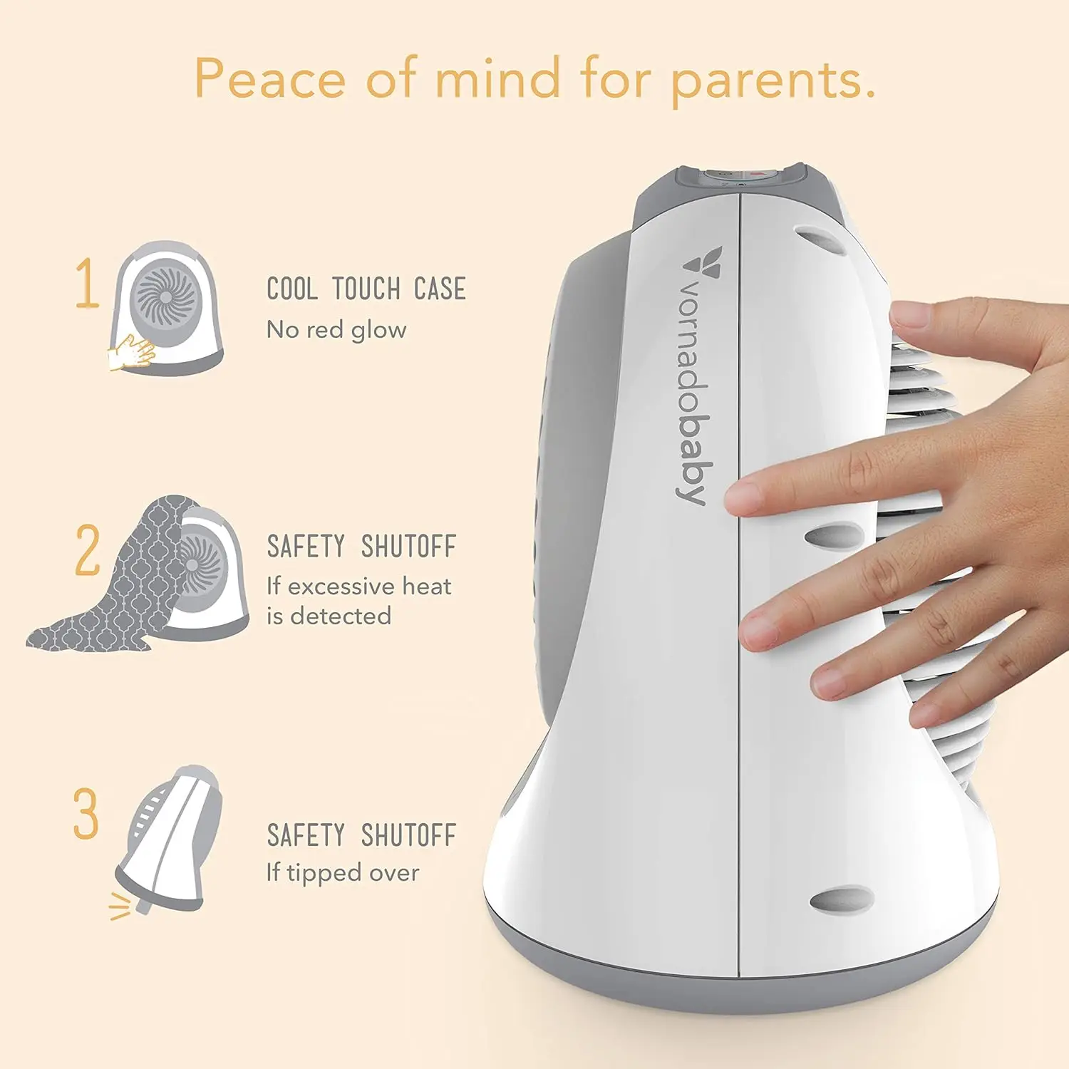 Nursery Space Heater, 1200W with Adjustable Thermostat, Electric Heater for Baby with Locking Controls, Tipover Protection, Safe