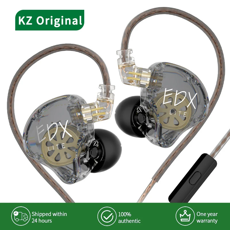 KZ EDX Lite 3.5MM 유선 헤드폰 HIFI 스테레오베이스 이어폰 마이크 모니터 무대 라이브 소음 차단 음악 게임 헤드셋