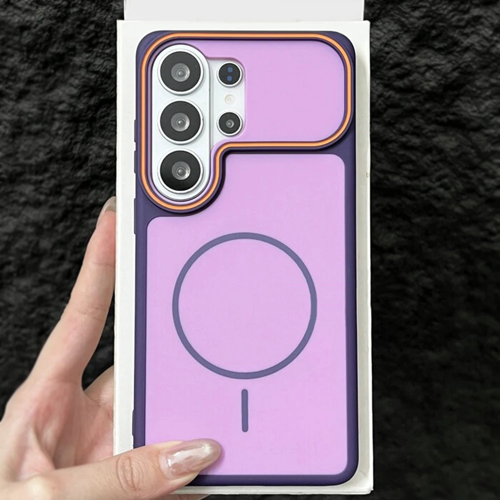 Luxury Dual Tone Matte Phone Case For Samsung Galaxy S26 S25 S24 S23 Ultra Plus For Magsafe Wireless Charge Cover