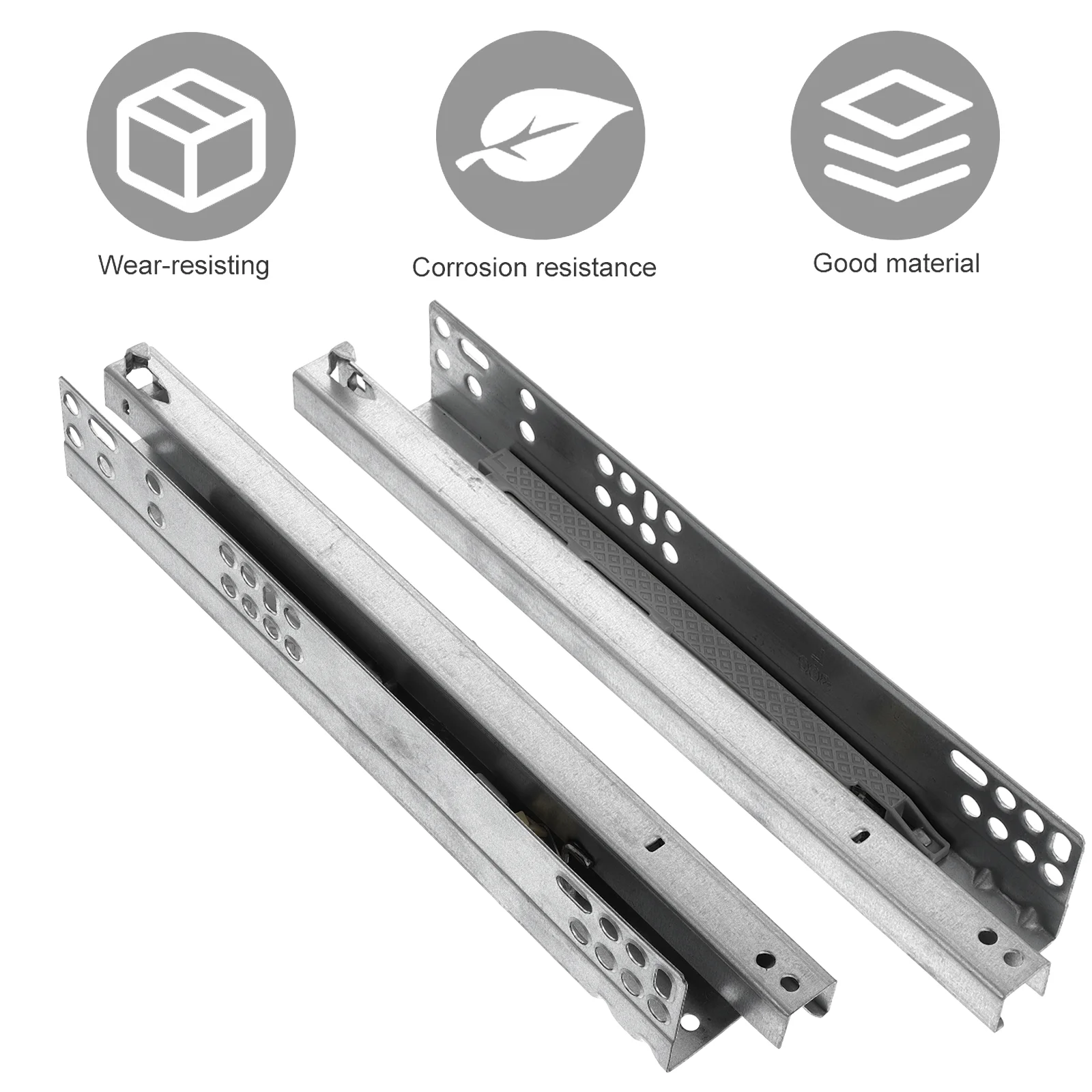 Drawer Slide Rails 2 Pcs Cold Rolled Steel Heavy Duty Silent Cabinet Slides Closet Tracks Hardware