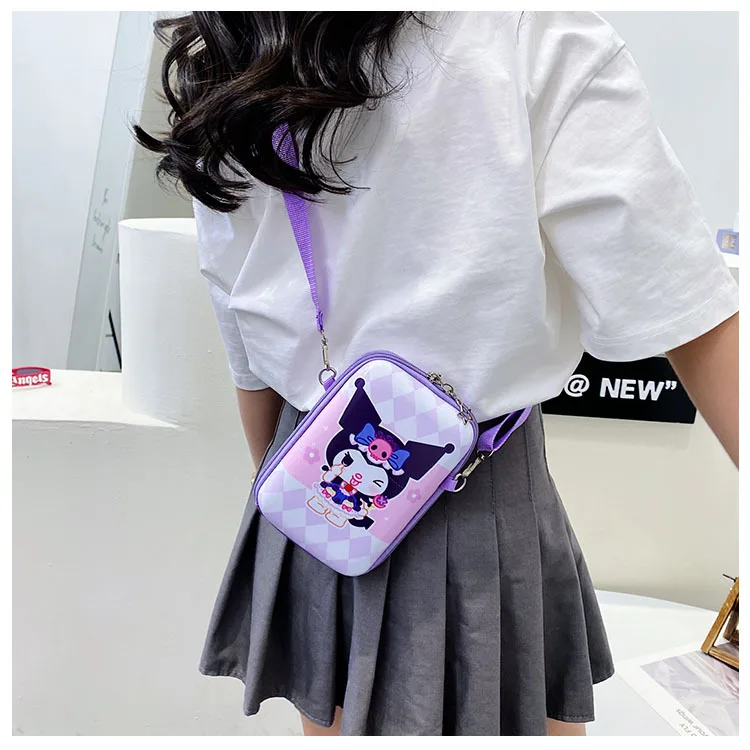 

Sanrio Kuromi diagonal female bag hard shell bag fashion small bag girl coin purse street trendy bag girl mobile phone bag Y2K