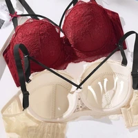 Soutien-gorge push-up demi-coupe pour femme, avec nœud froncé, grande taille, en dentelle, style bustier, pour poitrine généreuse, avec détails en dentelle discrète 3