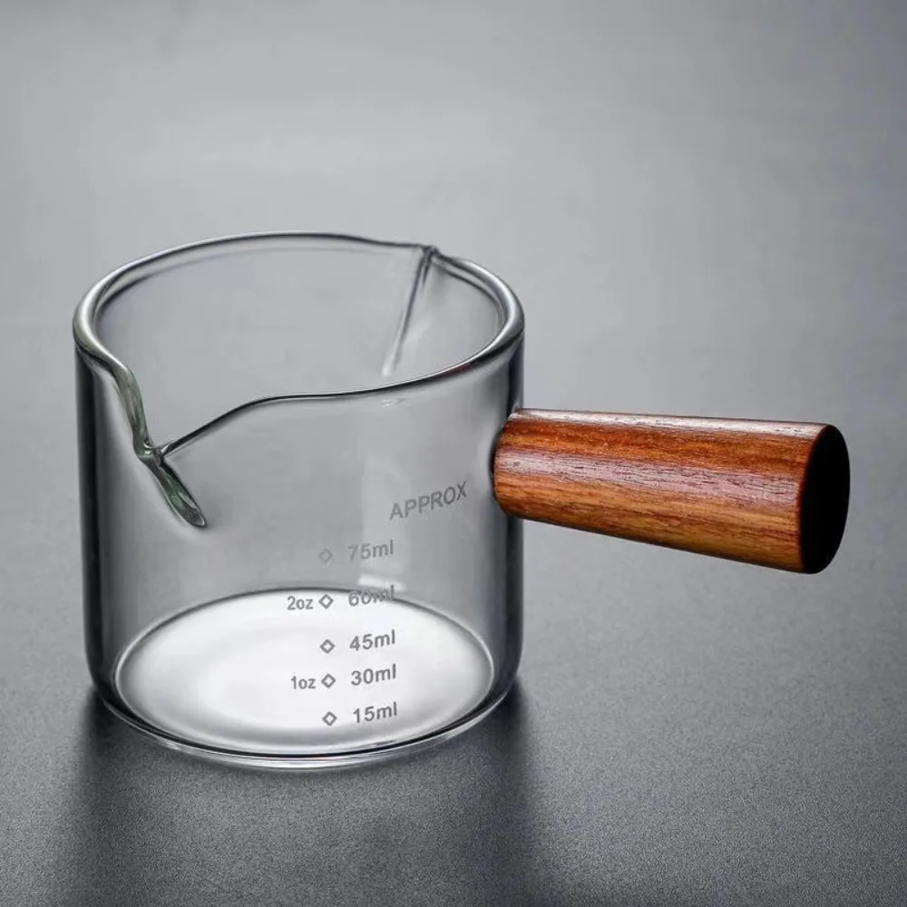 Espresso Measuring Cup 75ml Glass with Handle Scale for Coffee