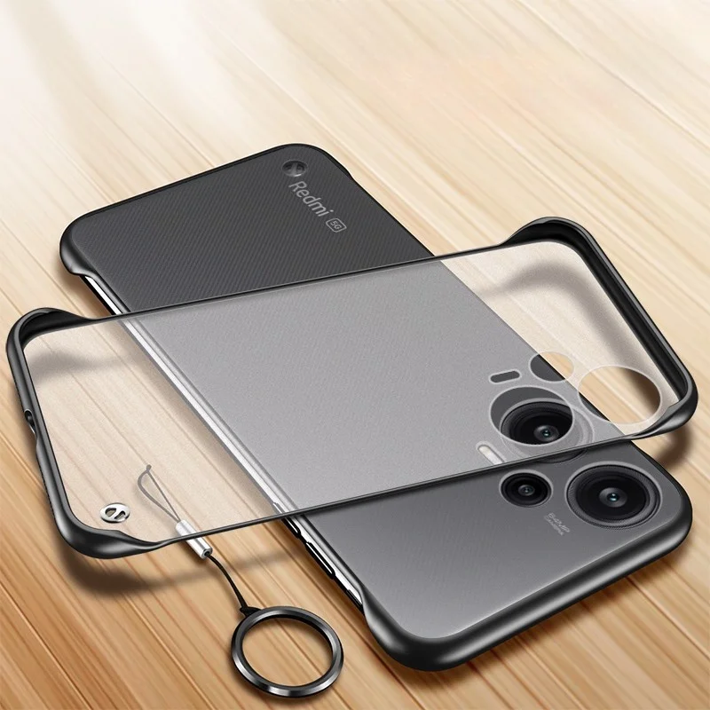 Frameless Translucent Matte PC Phone Case with Ring - Hard Protection, Thin Design