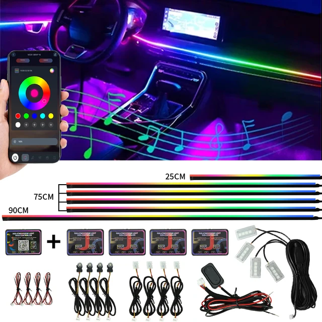 Symphony 18IN1 Car Ambient Light Colorful LED Neon Interior Rainbow Acrylic Light strip Decorative 10/6IN1 Car Atmosphere Light