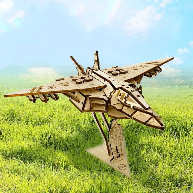 3D Wooden Puzzles Fighter Model Handmade DIY Puzzle Toy Jigsaw educational Toys for Kids Boys Birthday Gifts acousto optic space toys space model air force shuttle space station rocket aviation series puzzle toy for boys toy car gift