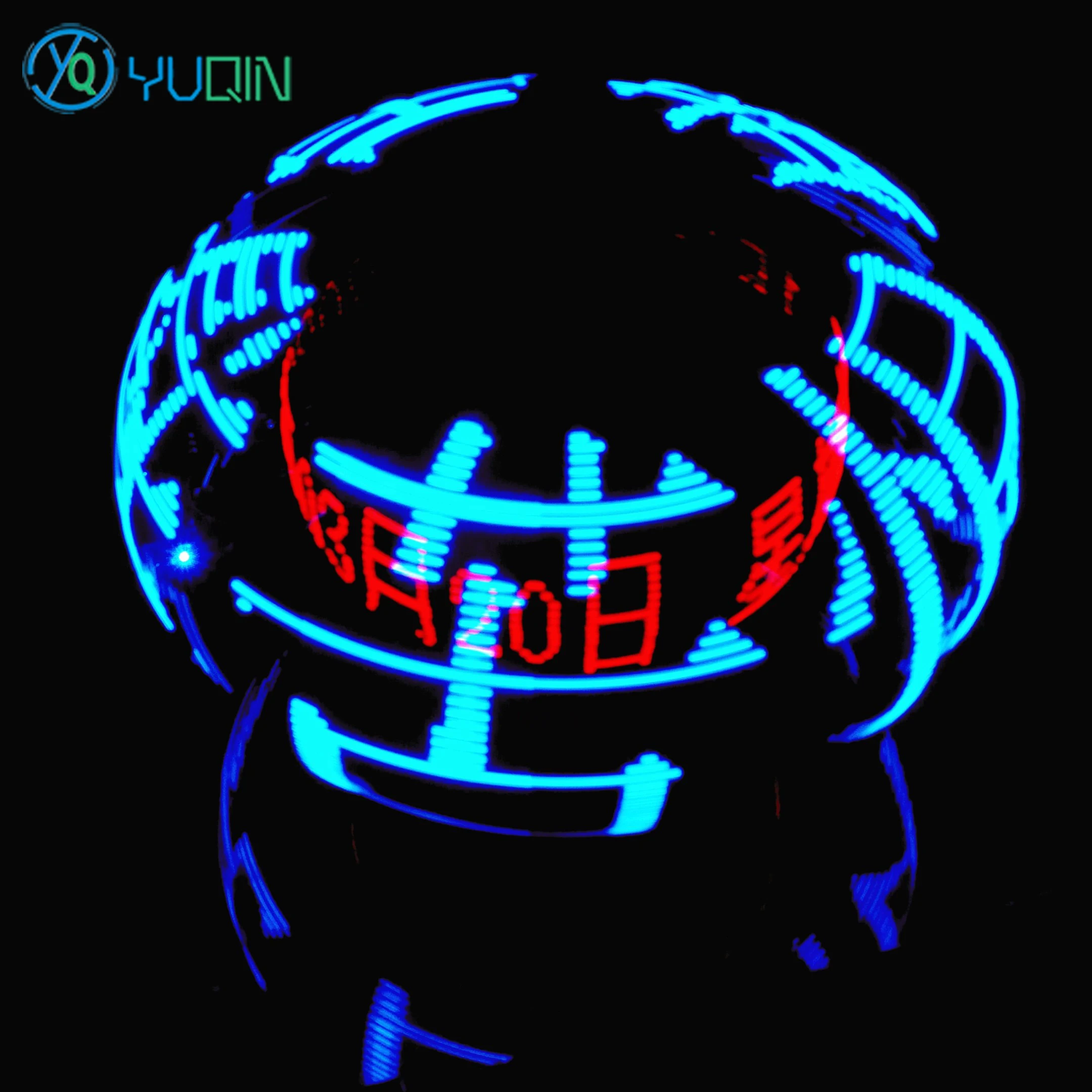 Dual-Axis-Spherical-Rotating-LED-Kit-Colorful-Clock-Display-Remote ...