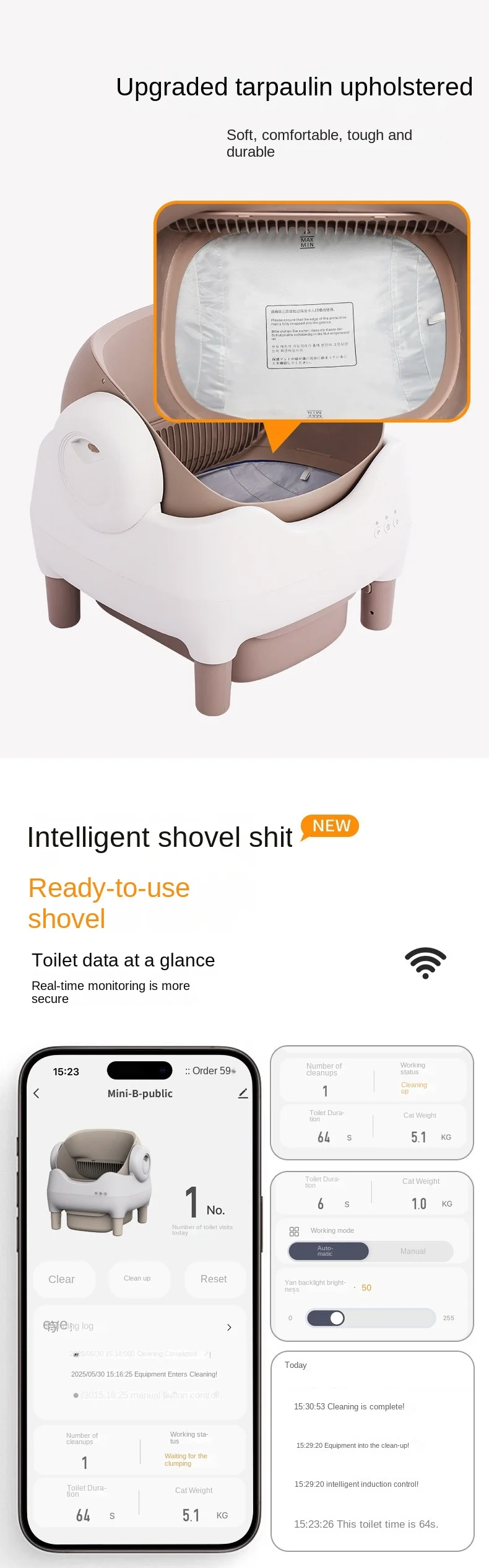 Lettiera automatica autopulente per gatti con controllo smart app_voghion.com
