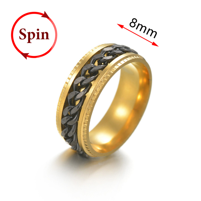 Fidget Spinner Rings For Women Men Spinning Rotating Stainless Steel Pubk Ring Anti Stress Accessories Men's Jewelry