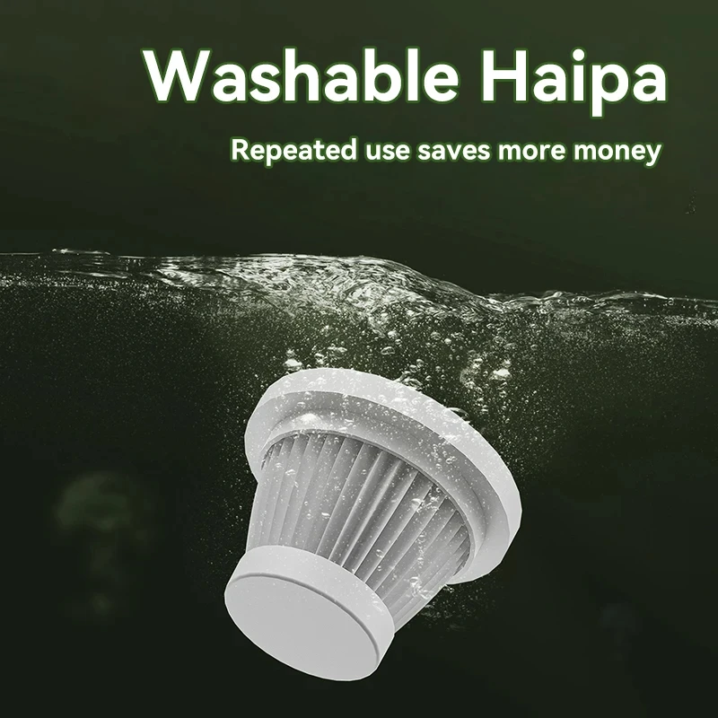 120W handheld vacuum cleaner highlighting wet and dry function and Li-ion battery.