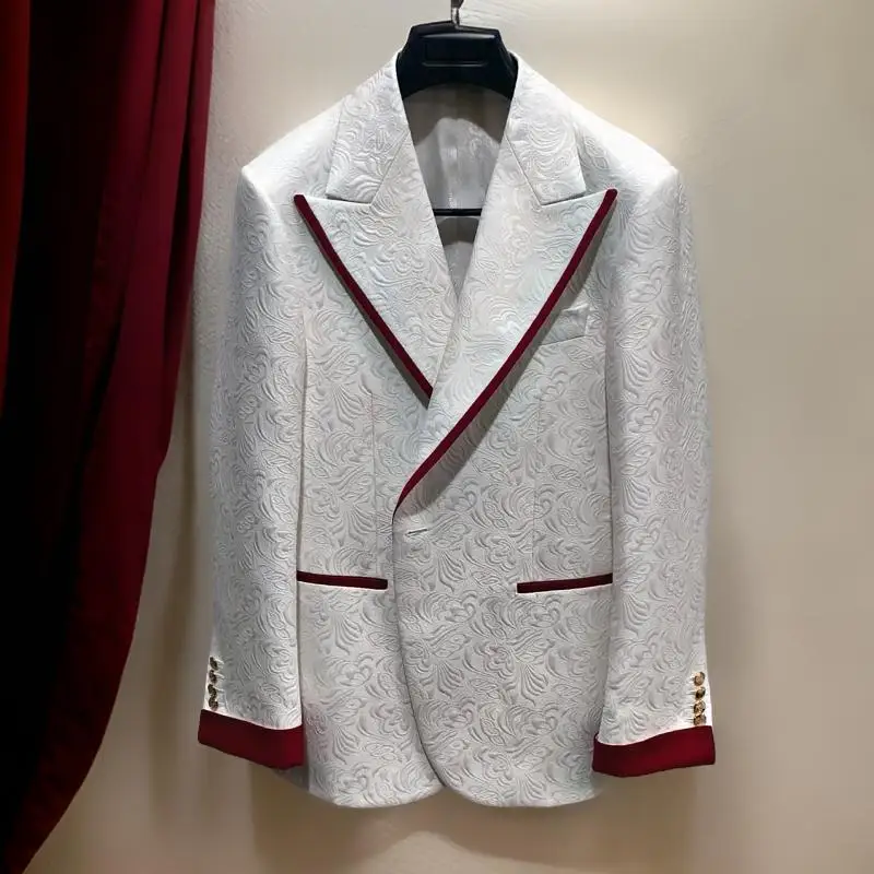 Floral Men Blazer for Prom 1 Piece Slim Fit Man Suit Jacket with Peak Lapel Italian Fashion Style Wedding Coat