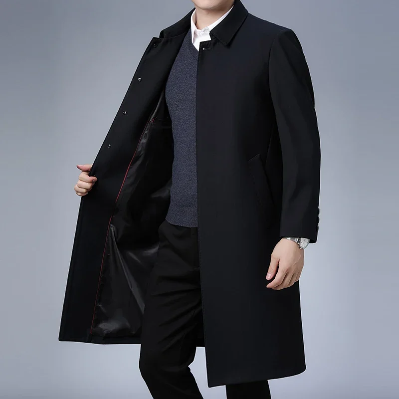 Autumn Winter Men Trench Coat Business Fashio Casual Male Jackets Slim Comfort Warm Windproof Top Trend Streetwear Outerwear New