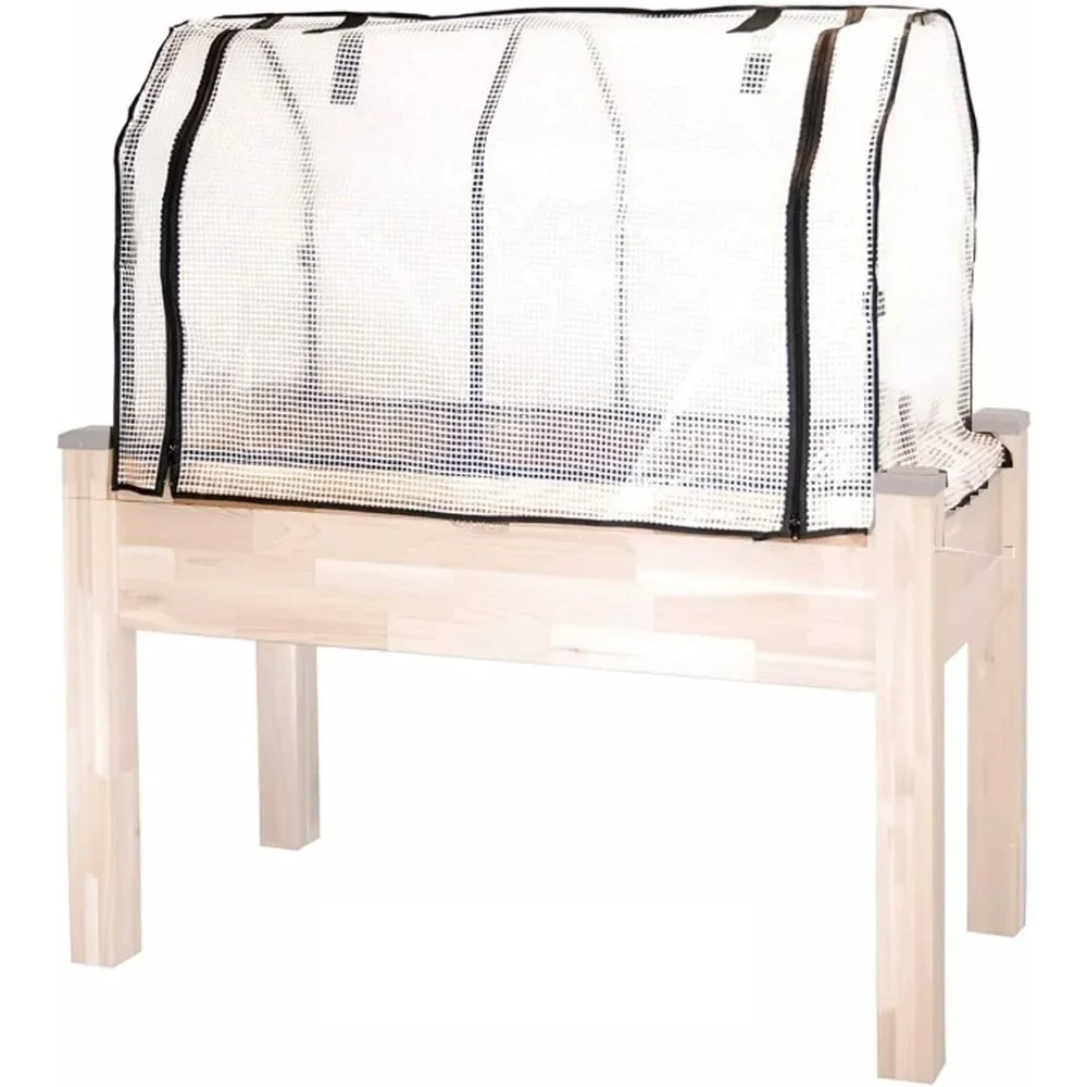 Elevated Cedar Self-Watering Planter with Greenhouse Cover 3