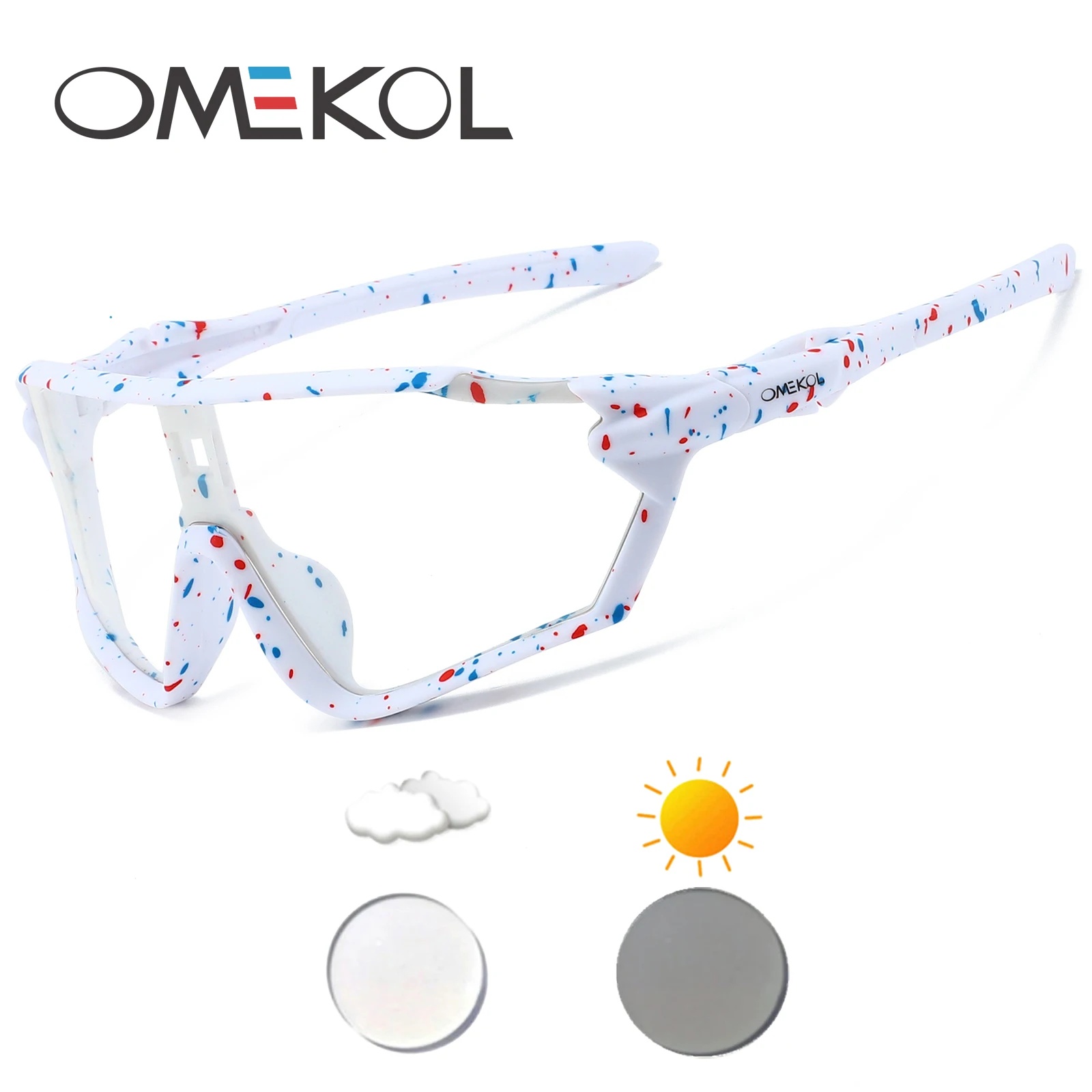 OMEKOL NEUE UV400 Photochrome Radfahren Sonnenbrille Männer Frauen Softball Wandern Laufen Brillen Outdoor Baseball Sport Sonnenbrille – Detail 4