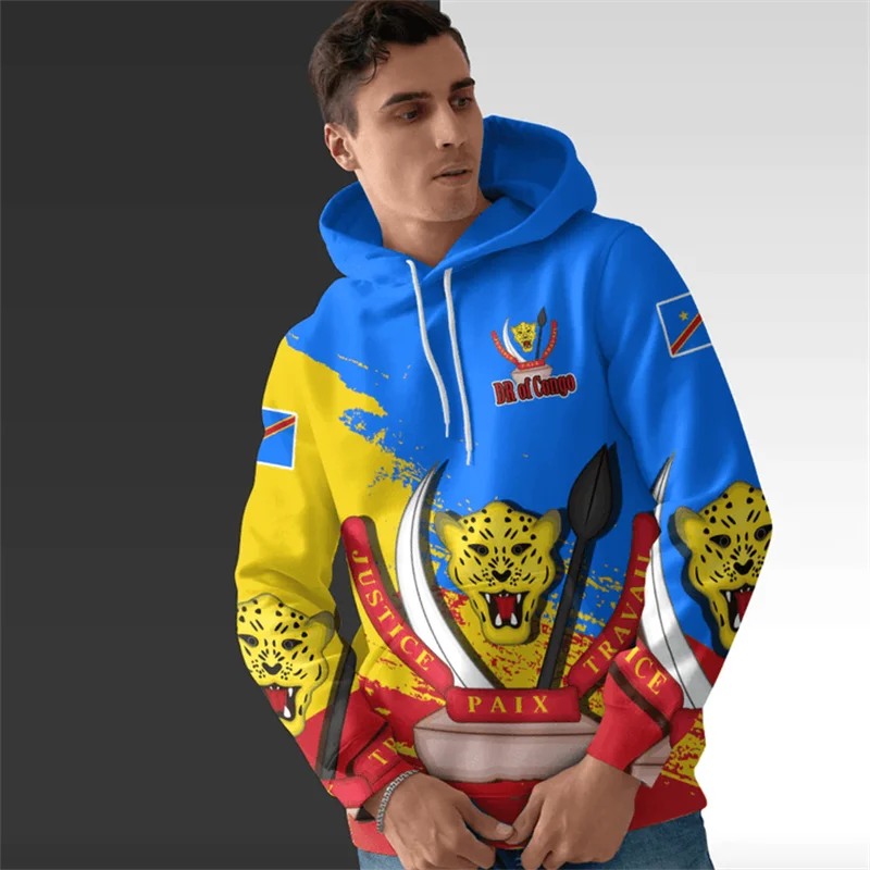 3D Printing Republic-Of The Congo Map New In Hoodies & Sweatshirts Congo Coat Of Arms Graphic Hooded Sweatshirts Mens Clothing
