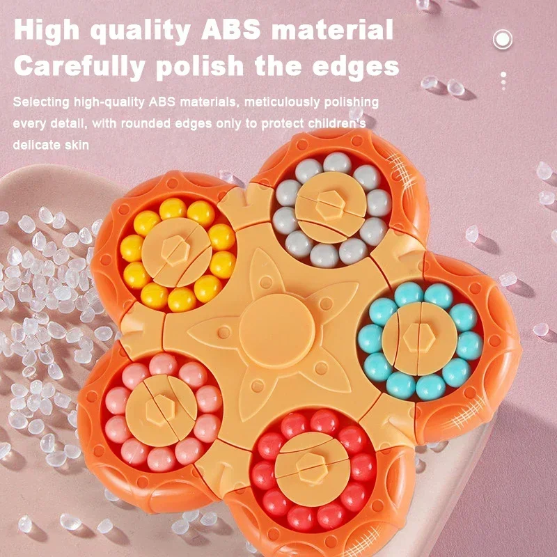 2 in 1 Magic Bean Gyro, Magical Bean Puzzle Toy, Rotating Magical Fidget Spinner Toys for Kids, Stress Relief Puzzles