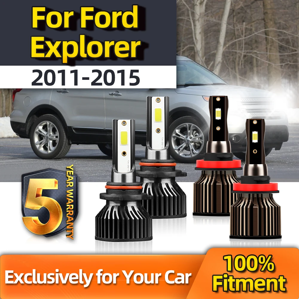 

TEENRAM 6000K White For Ford Explorer Plug-N-Play Bulbs Fog Light H11 High Low 9005 Lamps For 2011 2012 2013 2014 2015