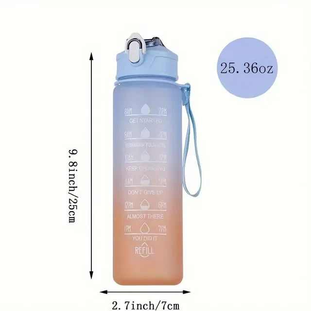 900ml Sports Water Bottle With Straw High Temperature Resistant Graduated Cup Frosted Progressive Color Water Cup Plastic Cup 6