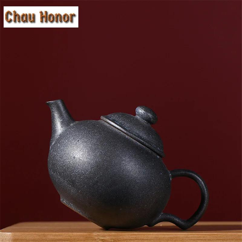 180ML Retro Kiln Fambe Pottery Ceramic Teapot Handmade Mosaic Glazed Household Teakettle Kung Fu Tea Master Pots Gift Packaging