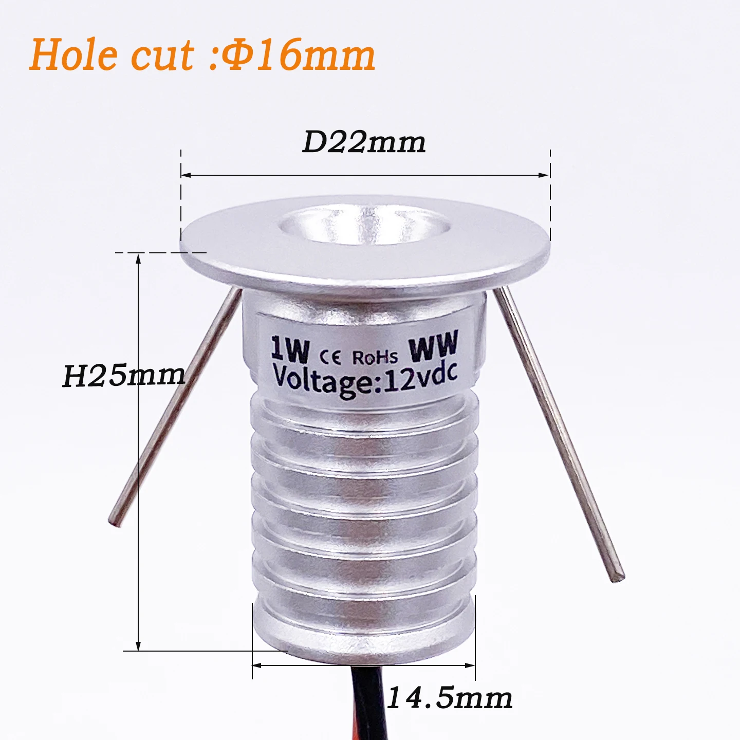 Indoor IP65 Recessed LED 1W Downlight, 12V Spotlight, Suitable for Ceiling/Stairwell/Hallway/Cabinet Lighting (Driver Included) - 2