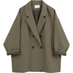 Retro Korean Version Blazer Women Loose and Thin Fashion High-quality Comfortable Trend Autumn Solid Color Jacket Women's 2023