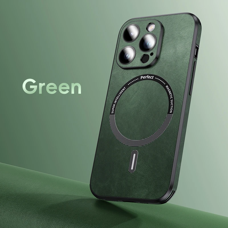 thumbnail image 1 of Funda magnética de cuero para teléfono móvil, protector de lente de vidrio a prueba de golpes de lujo para iPhone 15, 14, 13, 12, 11 Pro Max, 1 of 5