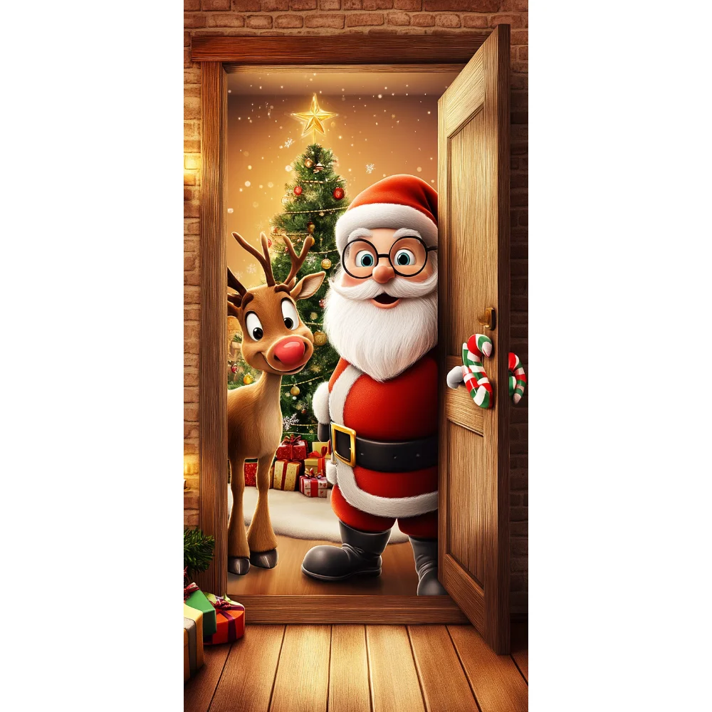 Weihnachten Tür Abdeckung Frohe Weihnachten Hintergrund Banner Weihnachten Stoff Tür Banner Fotografie Hängen Abdeckung Photo Booth Requisiten Dekor – Detail 7