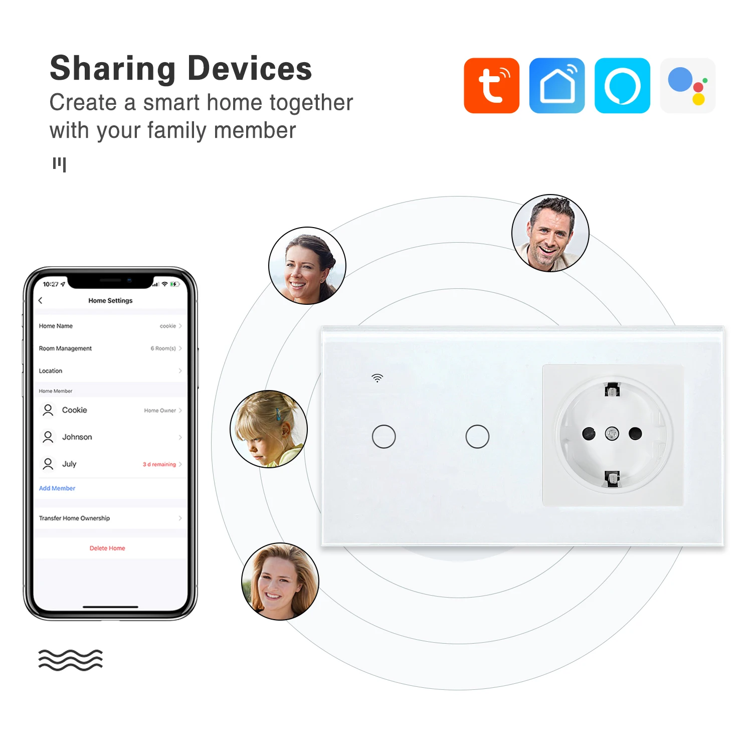 ubaro interruptor de parede inteligente wifi sensor combinado 05