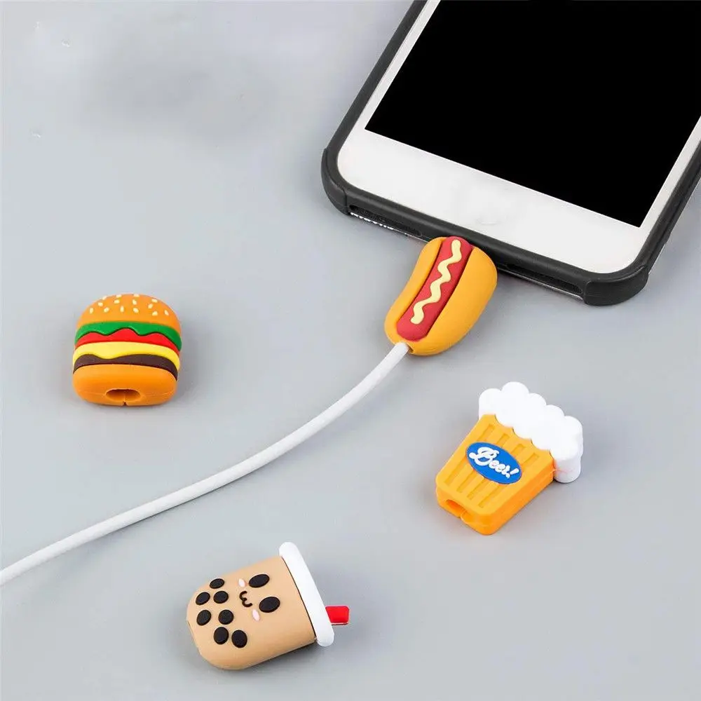 

1PC Cute Cartoon USB Cable Protector Data Line Bite Cord Protective Case Cable Winder Cover For iPhone Android Charging Cable