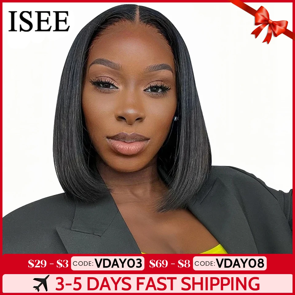 Isee Hair Wear And Go Glueless Parrucca Per Capelli Umani Bob Hd Lace Straight Short Bob 6X 4 Frontale In Pizzo Parrucche Umane Pre Pizzicate Pronte P