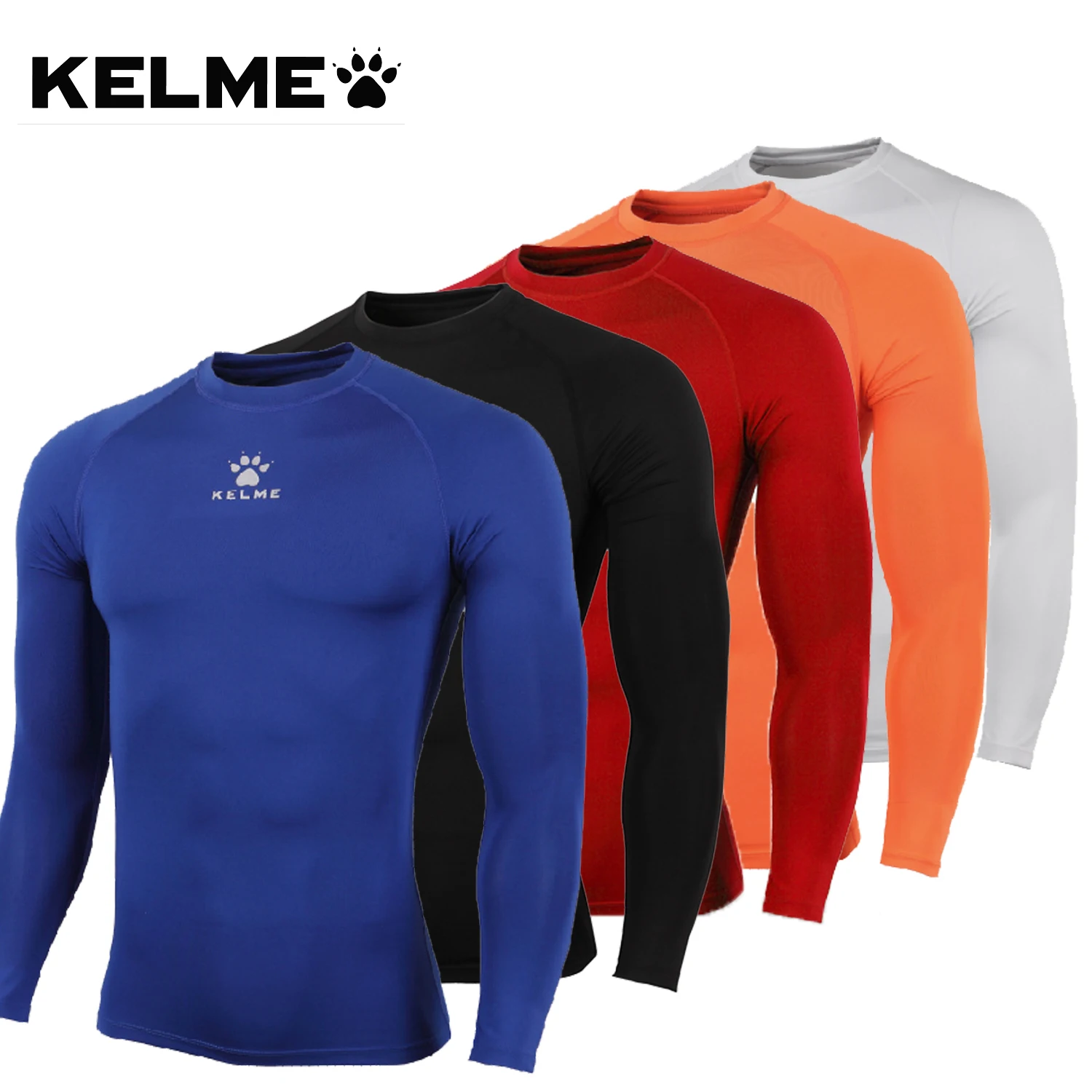 

Мужская компрессионная футболка KELME для бега, спортивная одежда для бега, эластичные дышащие свитшоты для бега с длинным рукавом, спортивная одежда для фитнеса