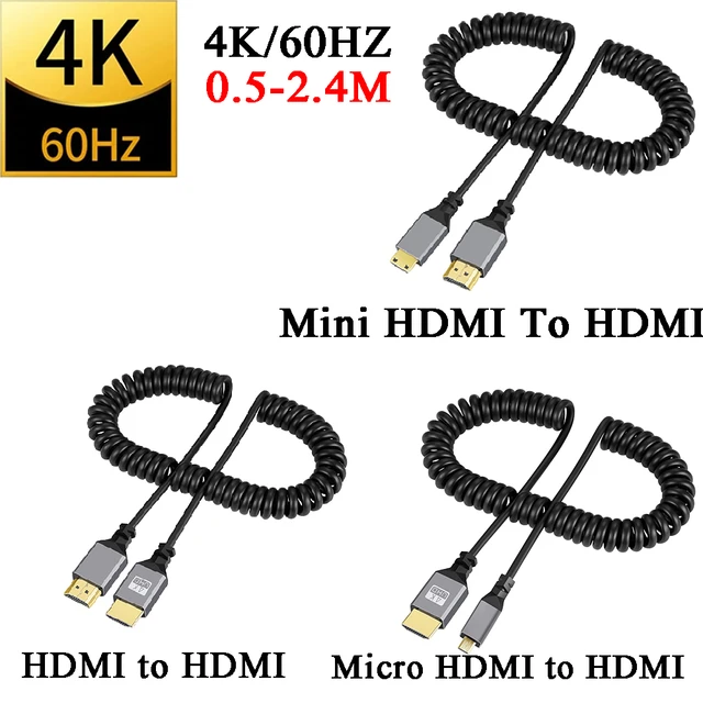 Câble Micro HDMI vers HDMI vers Mini Mini Câble Compatible HDMI, Super  Doux, Portable, Court, Mince, Enroulé 3.2, 2.0mm, 4K, 60Hz - AliExpress