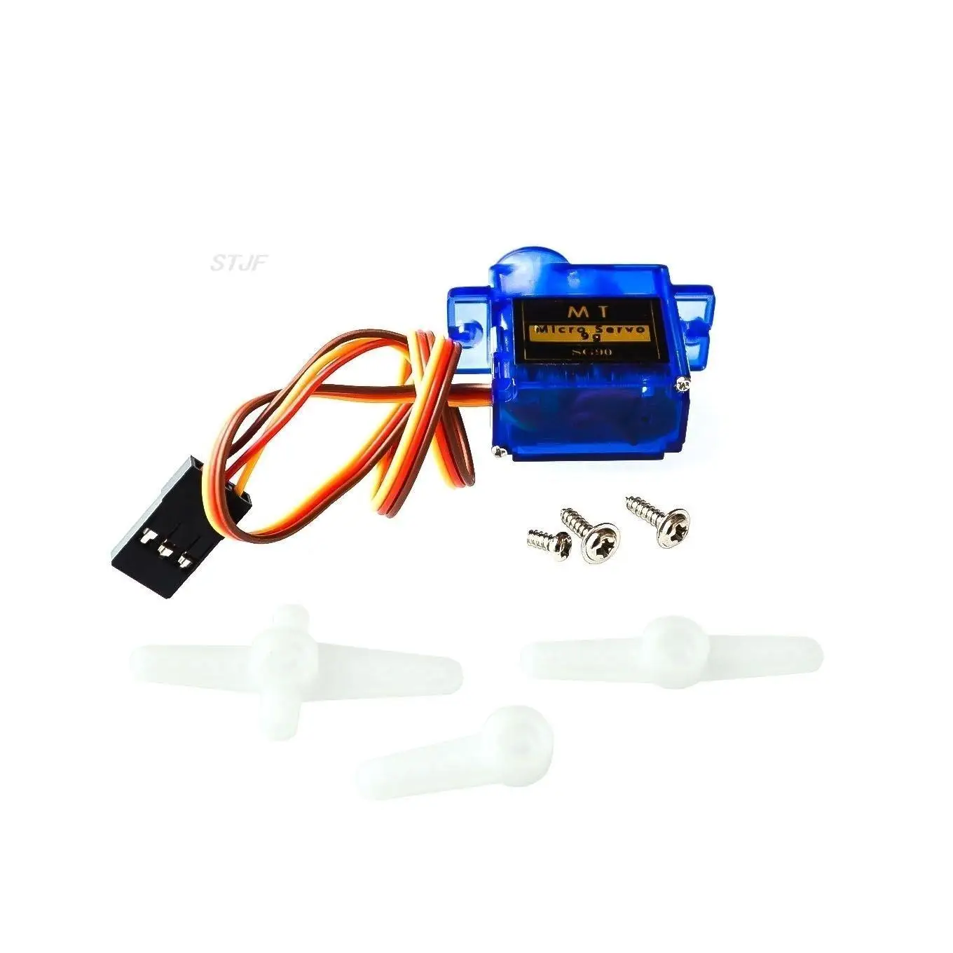 Vue de face du SG90 9G avec connecteur à trois fils, adapté aux projets RC et robotique