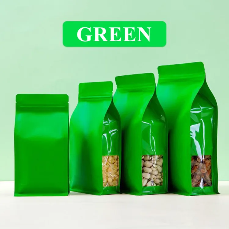 50PCS 3D 다채로운 알루미늄 호일 창 지 플락 보이는 가방 매트 스낵 커피 콩 말린 과일 향신료 시리얼 포장 파우치