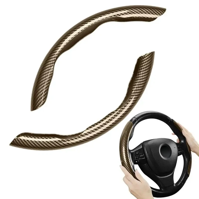 

38cm Car Steering Wheel Cover Carbon Fiber Sports Ultra-thin Non-slip Card Cover Four Seasons General Handle Cover 2 Pcs