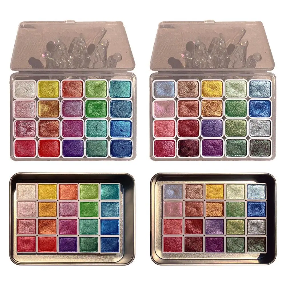 

20 Color Pearlescent Solid Color Watercolor Pigment Set Handmade Solid Water Color Art Watercolor Drawing Nail Painting Decora