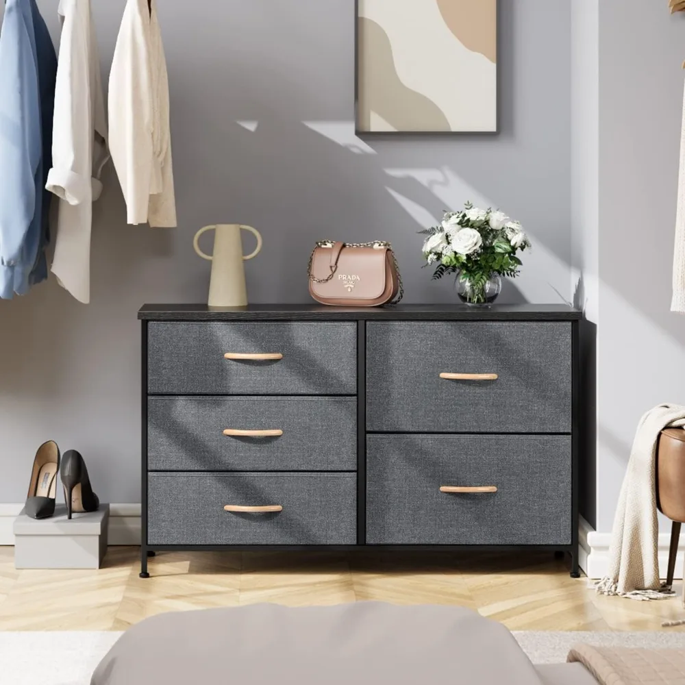 

Dresser for Bedrooms, with 5 Drawers, Storage Drawer Manager, Wide Chest of Drawers, Dressing Cabinet with Storage Drawers