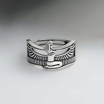 Elegant Retro Egypt Queen Thai Silver Ladies Finger Open Rings Jewelry For Women Never Fade Birthday Gifts Cheap