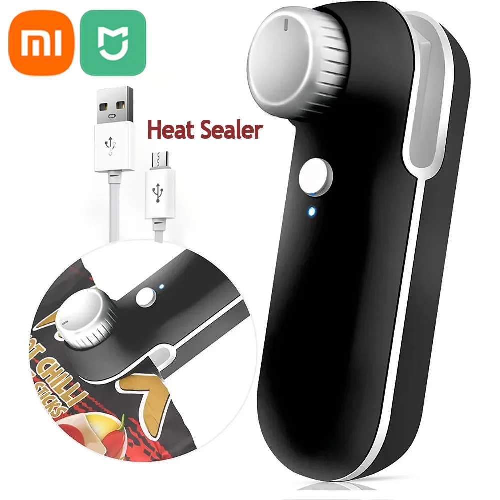 Bag Sealer Xiaomi Rechargeable 2 In 1 Bag Mini Heat Sealer Storage Bag Plastic Package Snack Sealer Clip Plastic USB Handheld Heat