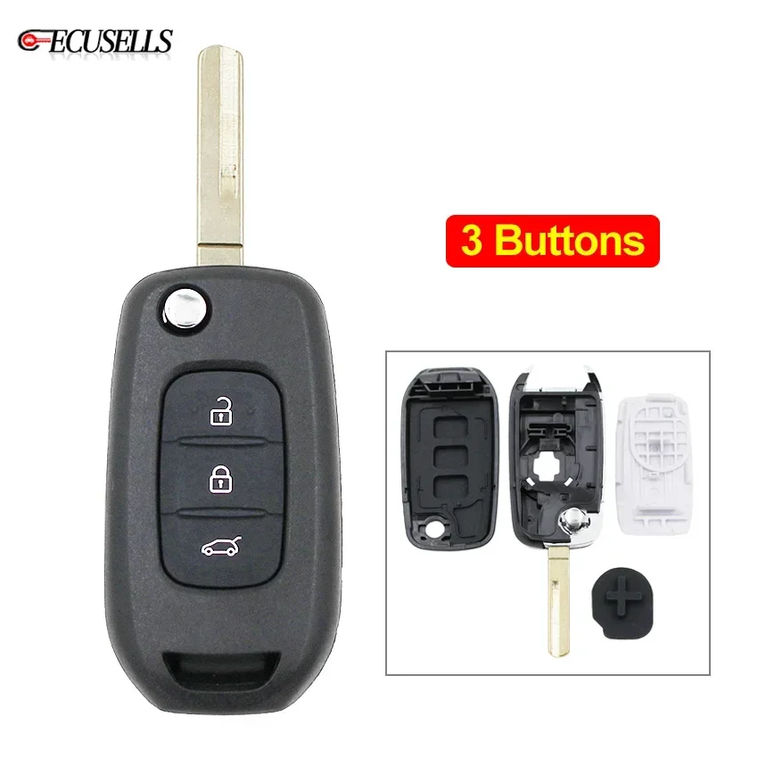 Ecusells Folding Flip Remote Car Key Shell Case Housing for Renault Kadjar Captur Symbol Megane 3 2013 2014 2015 key case car key shell key cover folding car key shell fob cover key fob replacement