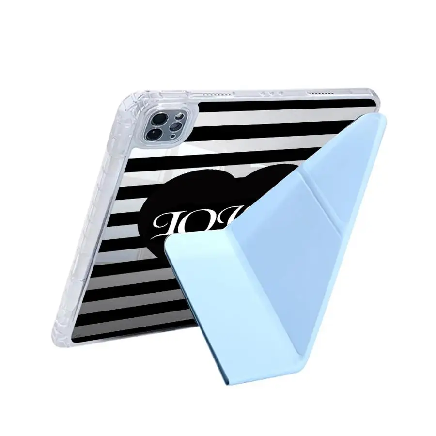 Elegant Black Stripes Tablet Case with Y-Fold Design