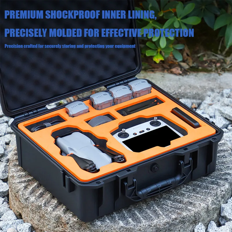 Poignée renforcée et joints d'étanchéité de la valise de transport pour DJI AIR 3S/3 RC 2, garantissant une protection professionnelle.