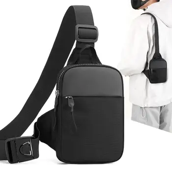 Borsa da petto da uomo Borse a tracolla a tracolla in tela piccola moda per uomo Mini borsa da uomo in tessuto con tracolla sportiva per telefono incrociato